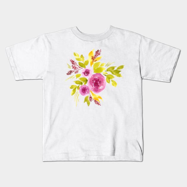 Peonies bouquet Kids T-Shirt by foxeyedaisy